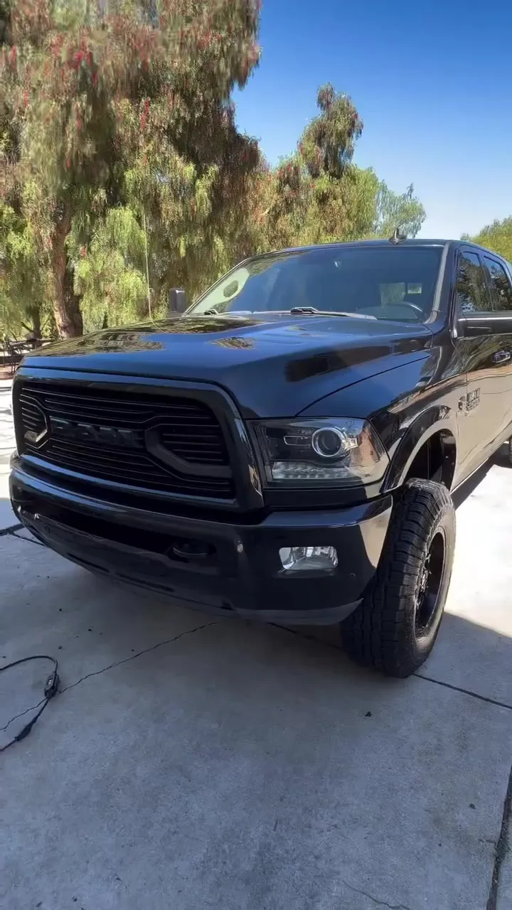 Ram pickup truck with glossy, freshly finished paint
